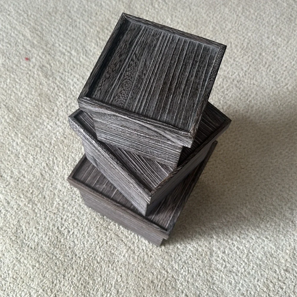 Crate&Barrel Grayish Brown Wooden Storage Boxes